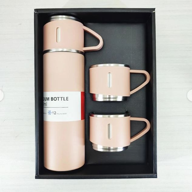 فلاسک مدل کادویی Vacuum Flask Set گنجایش 0.5 لیتر سه فنجانه